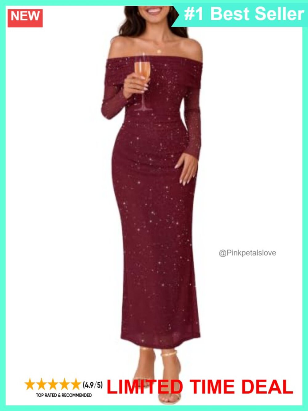 Sparkly Off Shoulder Long Sleeve Mesh Bodycon Cocktail Dress